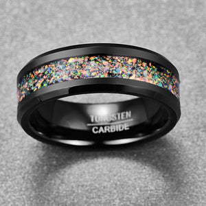 Black Opal Tungsten Ring