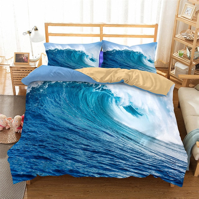 3D Seaside Bedding Set