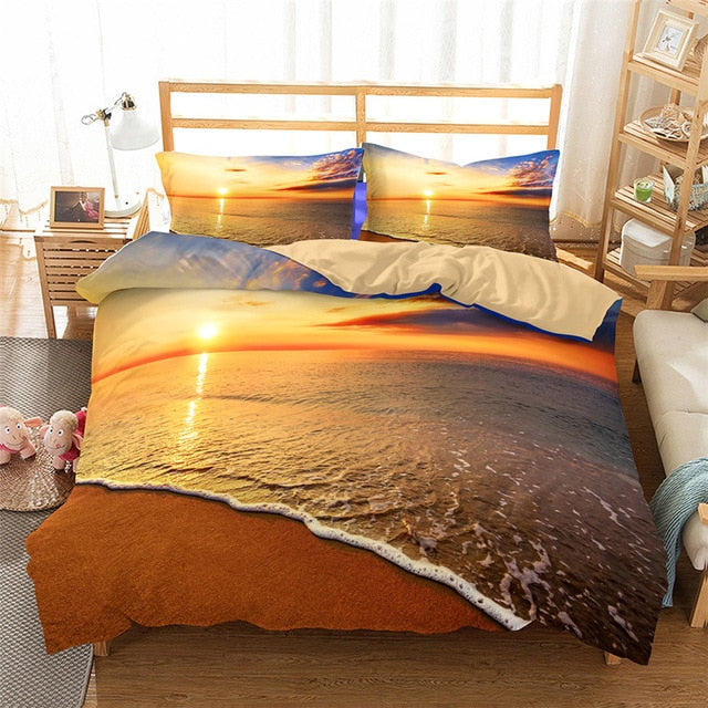 3D Seaside Bedding Set