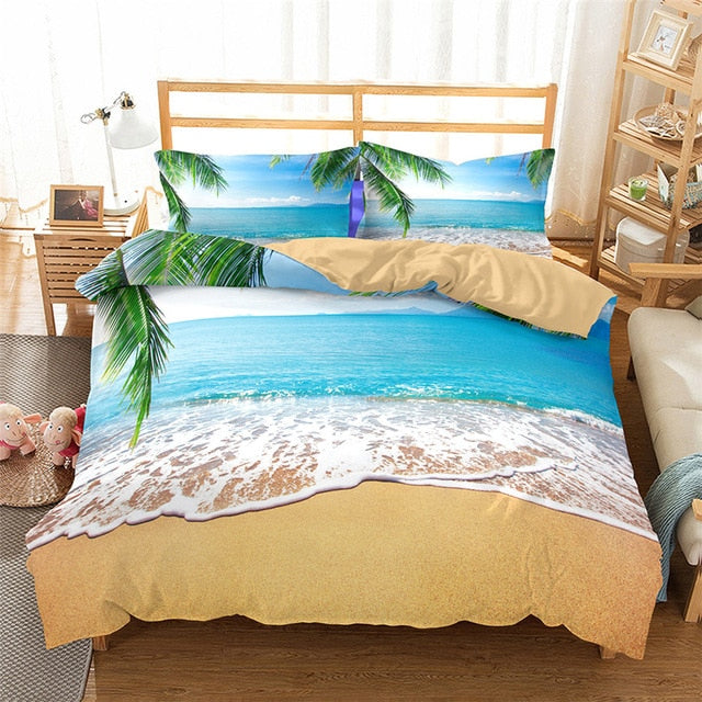 3D Seaside Bedding Set